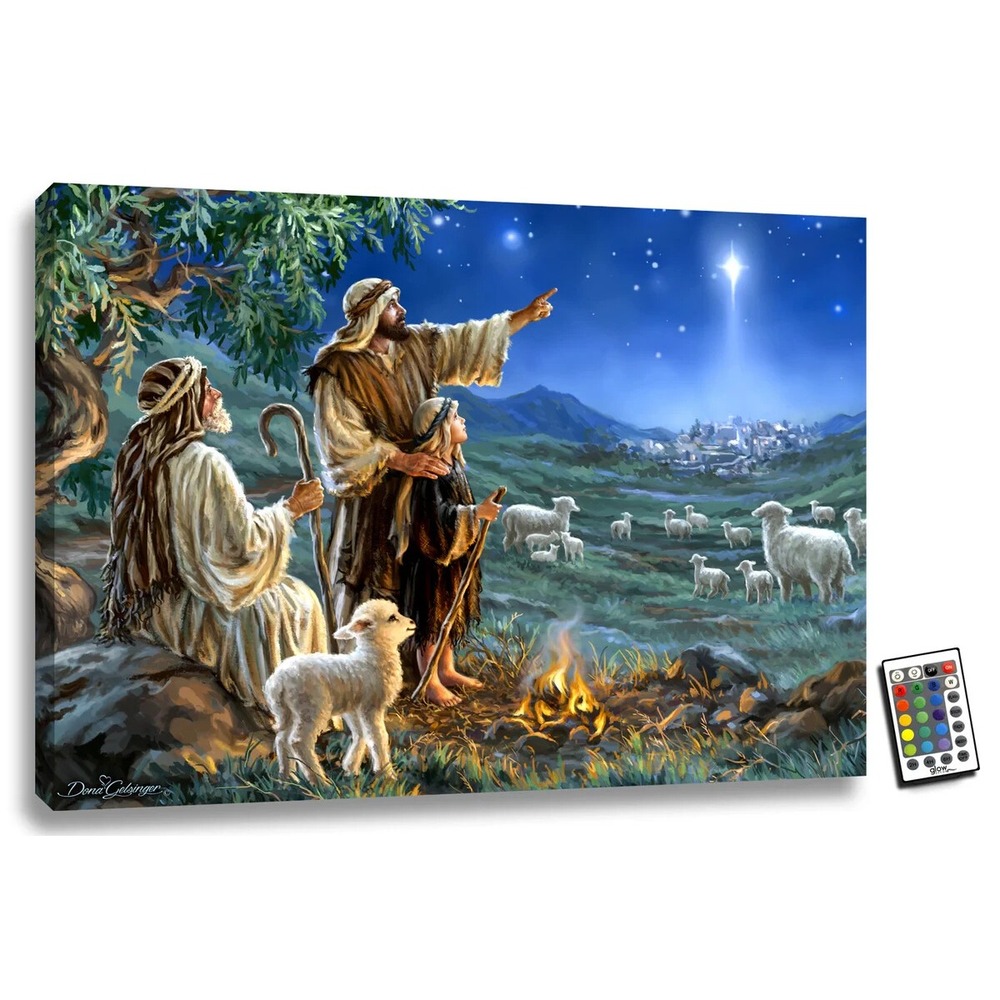 Mounted Print-Shepherds Keeping Watch w/Remote (LED Illuminated) (18" x 24")